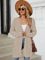 Pocketed Open Front Long Sleeve Cardigan (14)