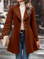 Collared Neck Long Sleeve Longline Coat (5)