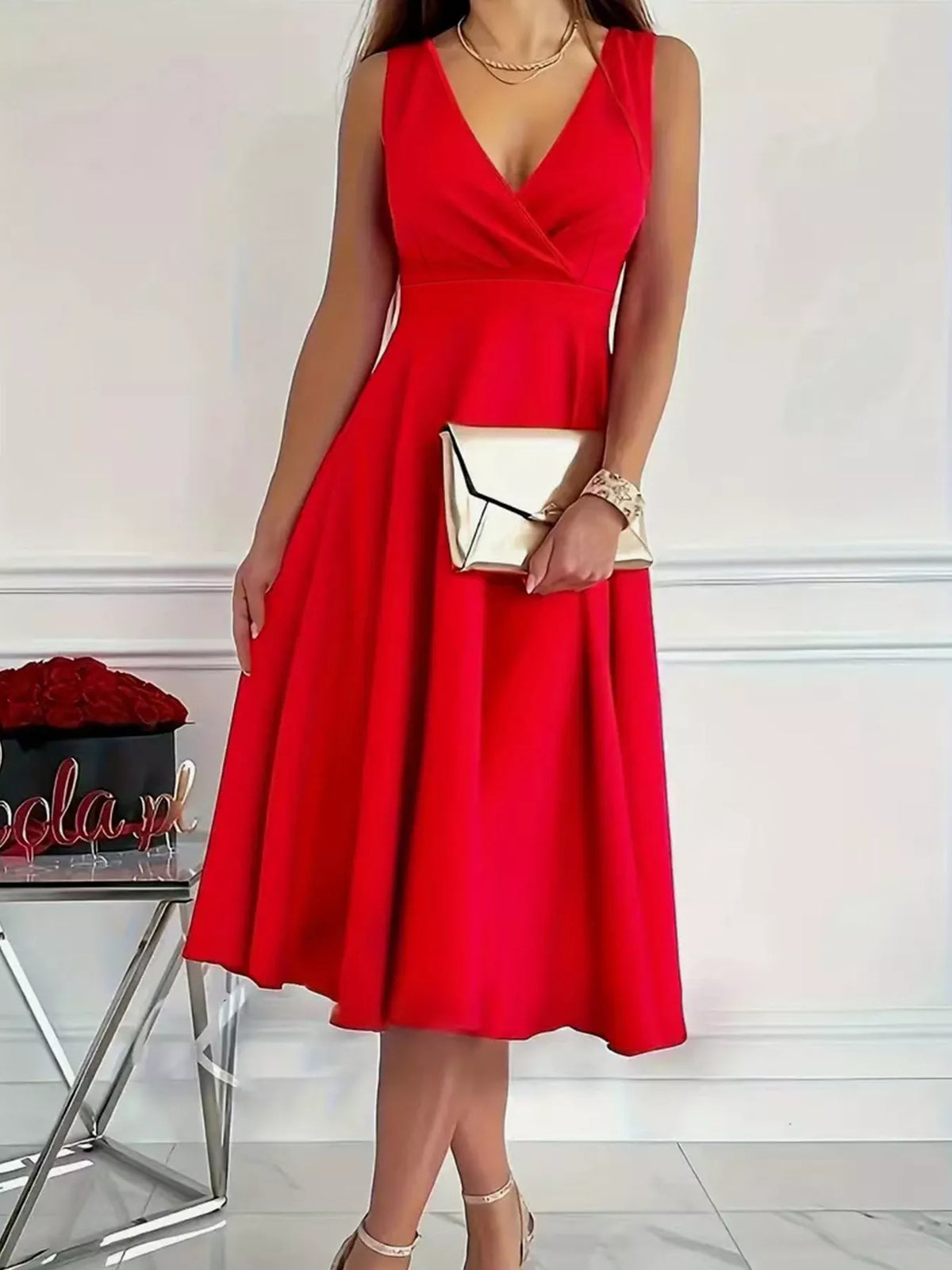 Sleeveless A-line Midi Dress (6)