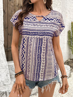 Geometric Print Short Sleeve Blouse (23)