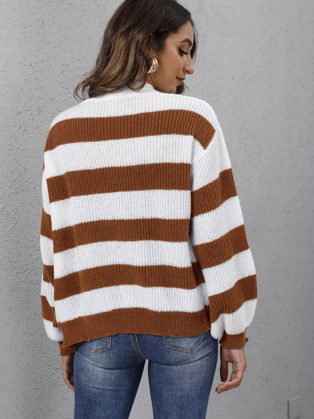 Striped Button-up Long Sleeve Cardigan (8)
