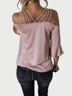 Full Size Cold Shoulder Three-quarter Sleeve Blouse (11)