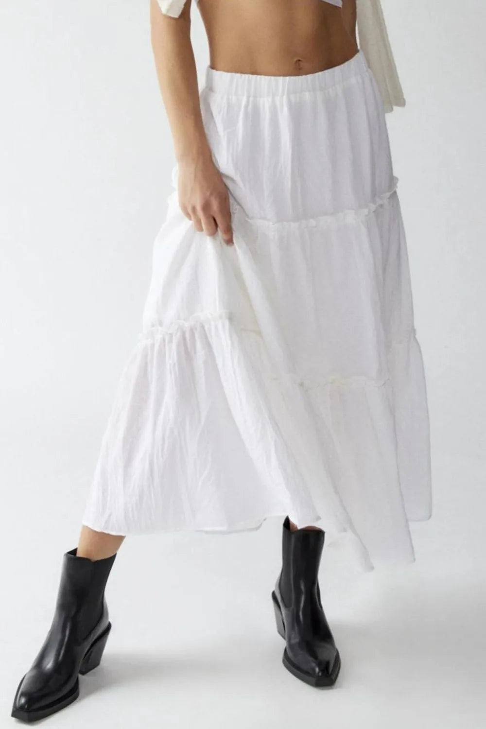 Frill Elastic Waist Skirt