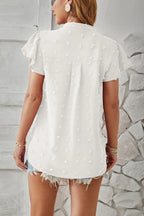 Swiss Dot Notched Cap Sleeve T-shirt (15)