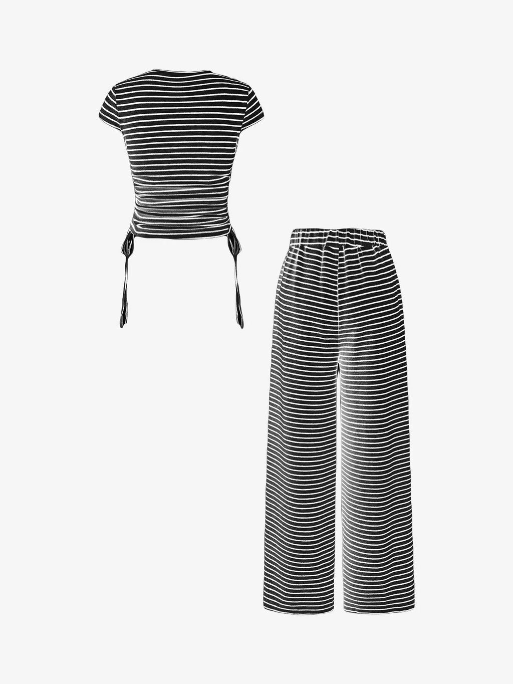 Striped Crop Top Wide Leg Pants Set (7)