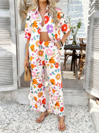 Printed Button Down Shirt Pants Set (12)