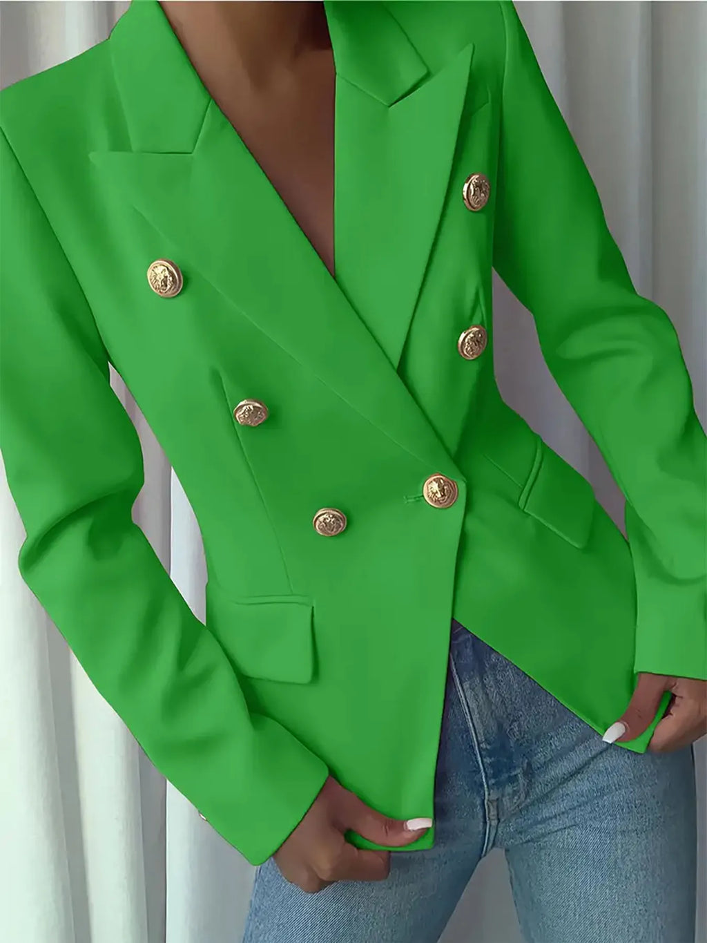 Decor Button Lapel Collar Blazer (22)