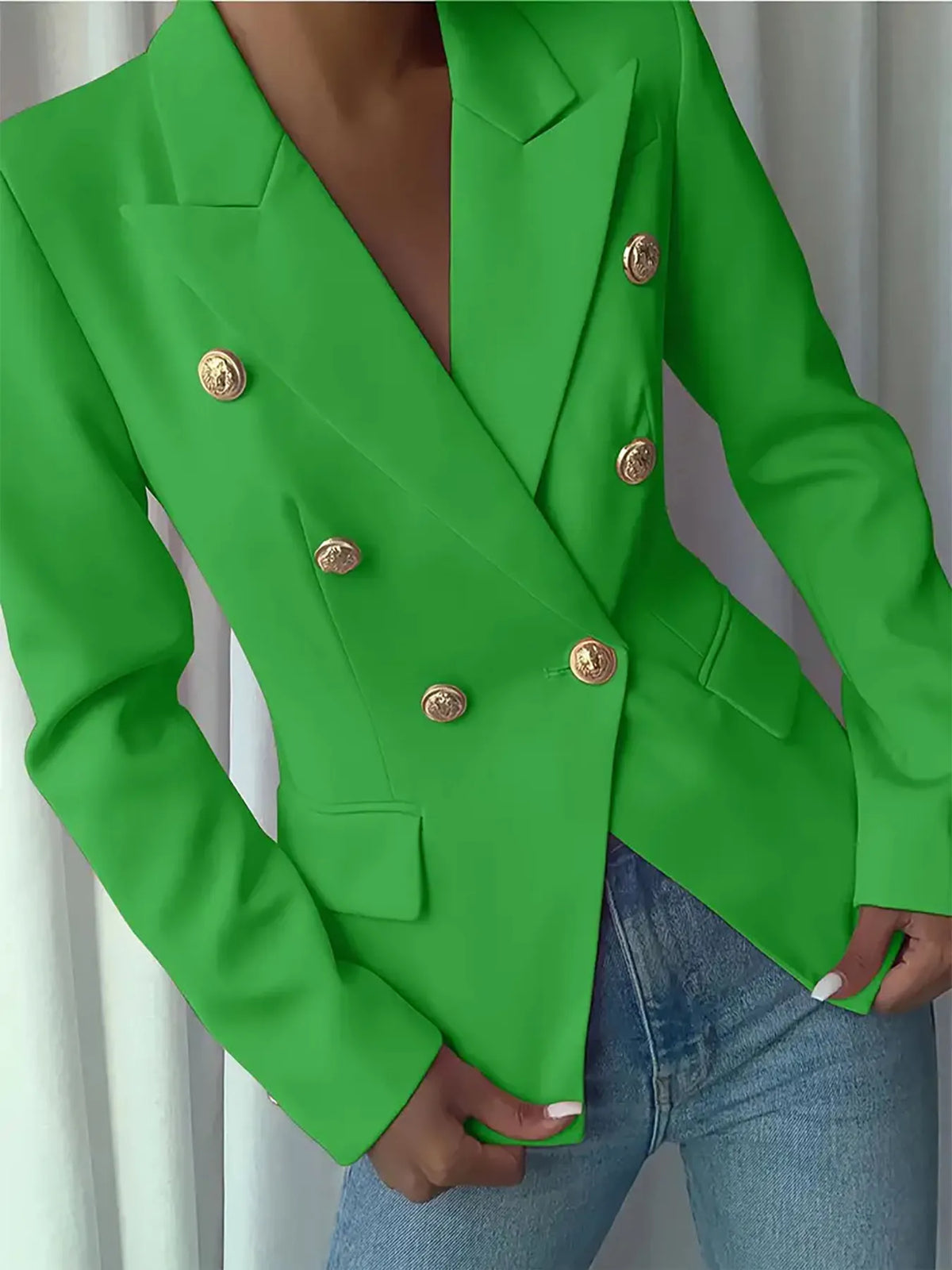 Decor Button Lapel Collar Blazer (22)