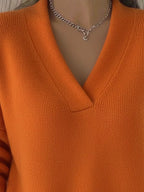 Full Size V-neck Long Sleeve Sweater Plus (2)