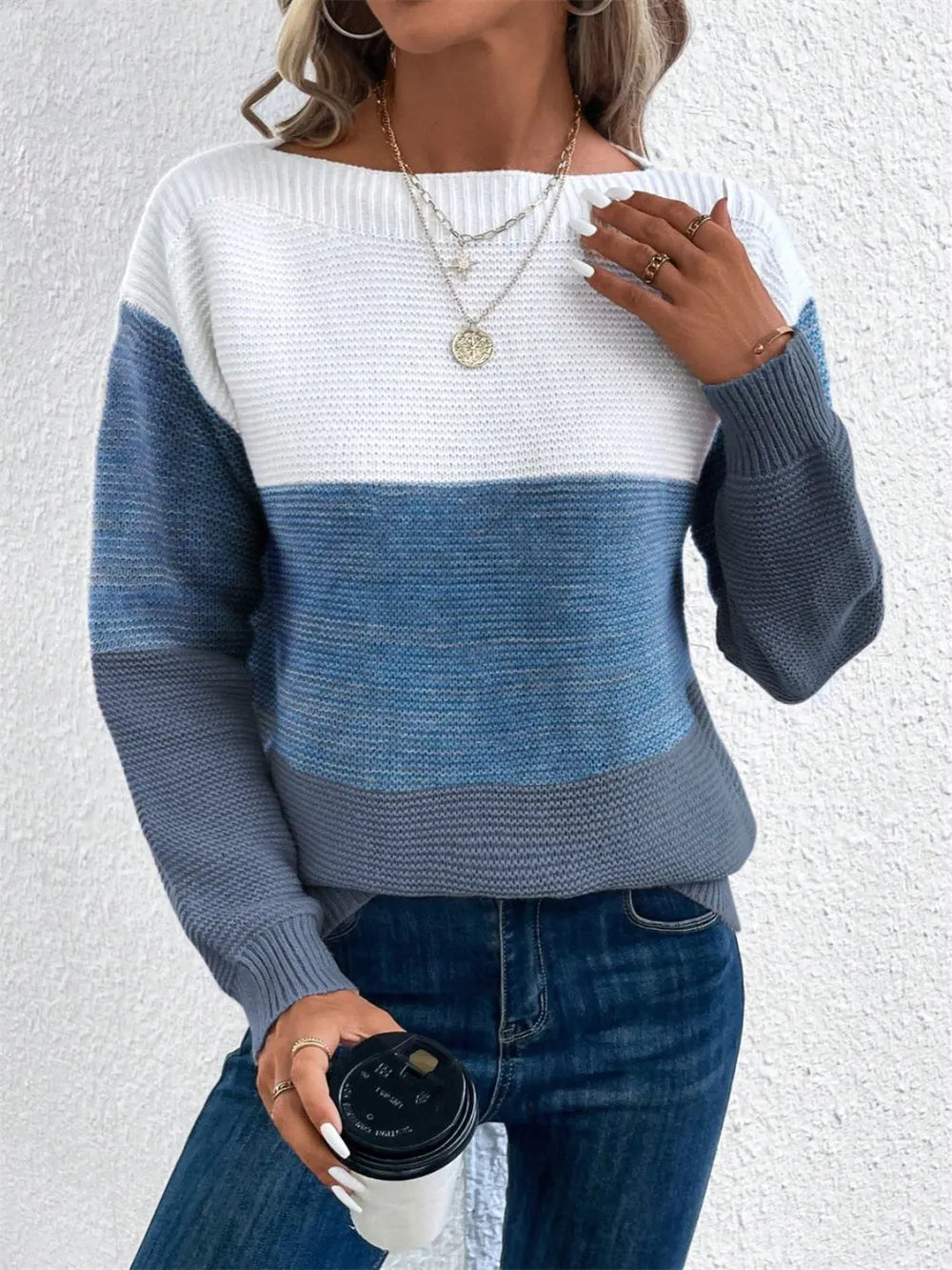 Block Drop Shoulder Long Sleeve Sweater (21)
