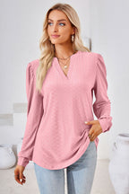 V-neck Puff Sleeve Blouse (22)