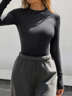 Long Sleeve Crop T-shirt Ribbed Texture (6)