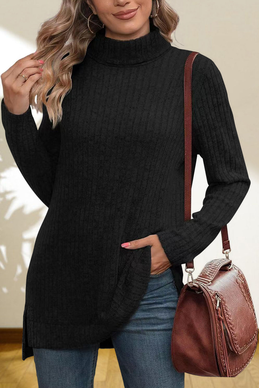 Turtleneck High Low Top (5)
