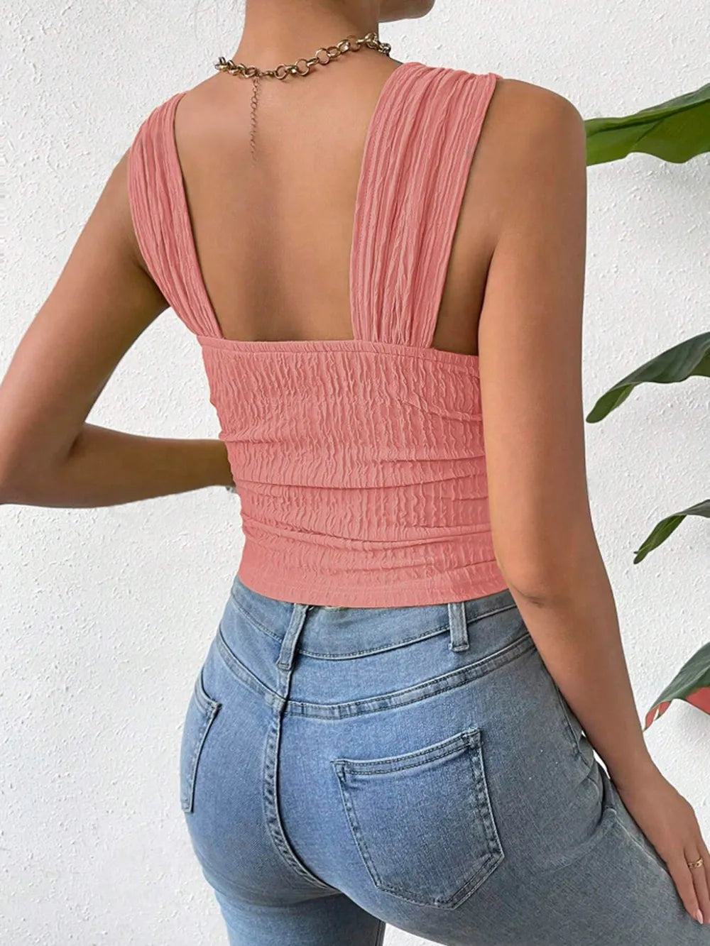Textured Square Neck Wide Strap Tank (22)