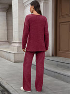 Ribbed Round Neck Top Pants Set (21)