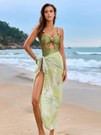 Cutout Sweetheart Neck One-piece Swimwear Cover-up Swim Set (3)