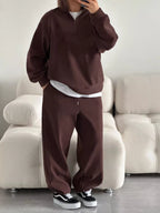 Quarter-zip Top Wide-leg Sweatpants Set (16)