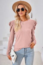 Round Neck Puff Sleeve Blouse (16)