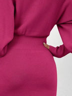 Lantern Sleeve Bodycon Sweater Dress (4)