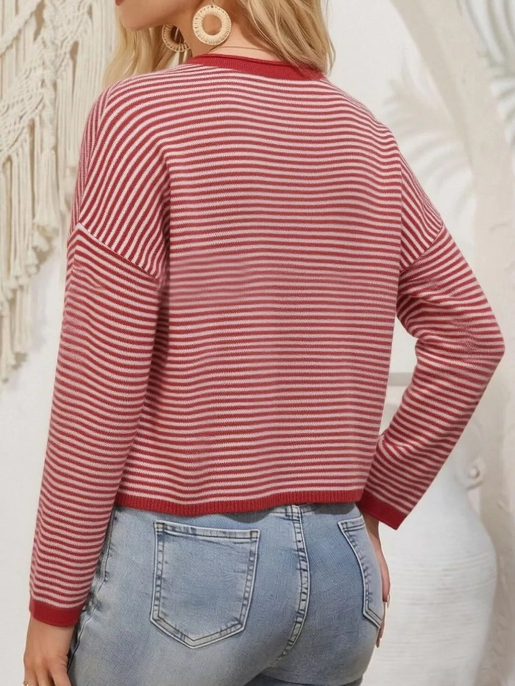 Button-down Striped Knit Cardigan (11)