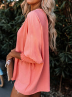 Round Neck Three-quarter Sleeve Blouse (17)