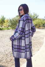 Full Size Plaid Button Up Lapel Collar Coat (34)