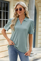 Eyelet Johnny Collar Puff Sleeve Blouse (10)