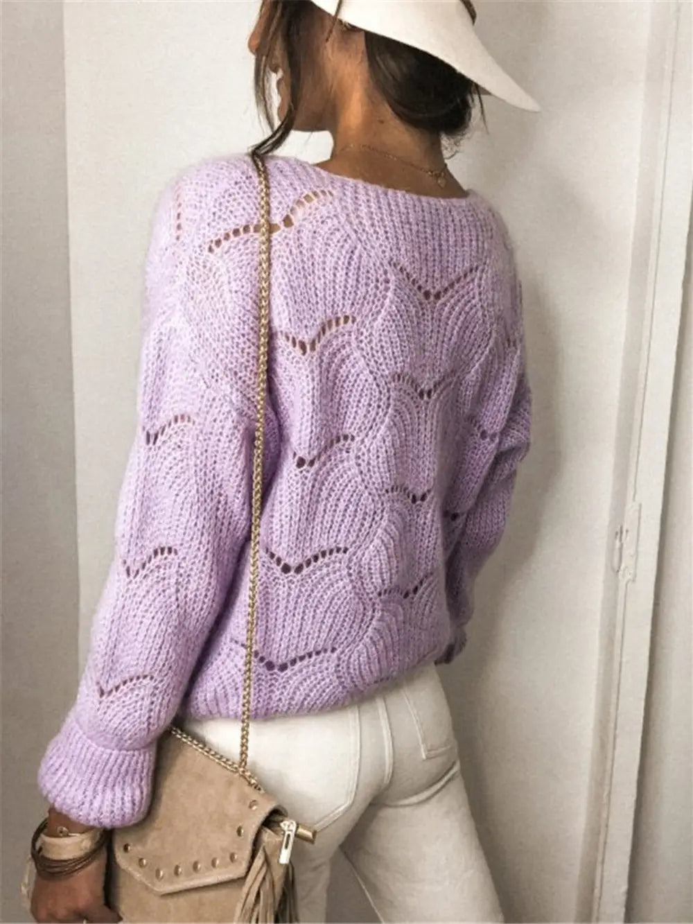 Openwork Button Up Long Sleeve Cardigan (9)