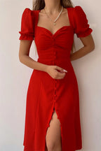 Sweetheart Neck Short Sleeve Dress (11)