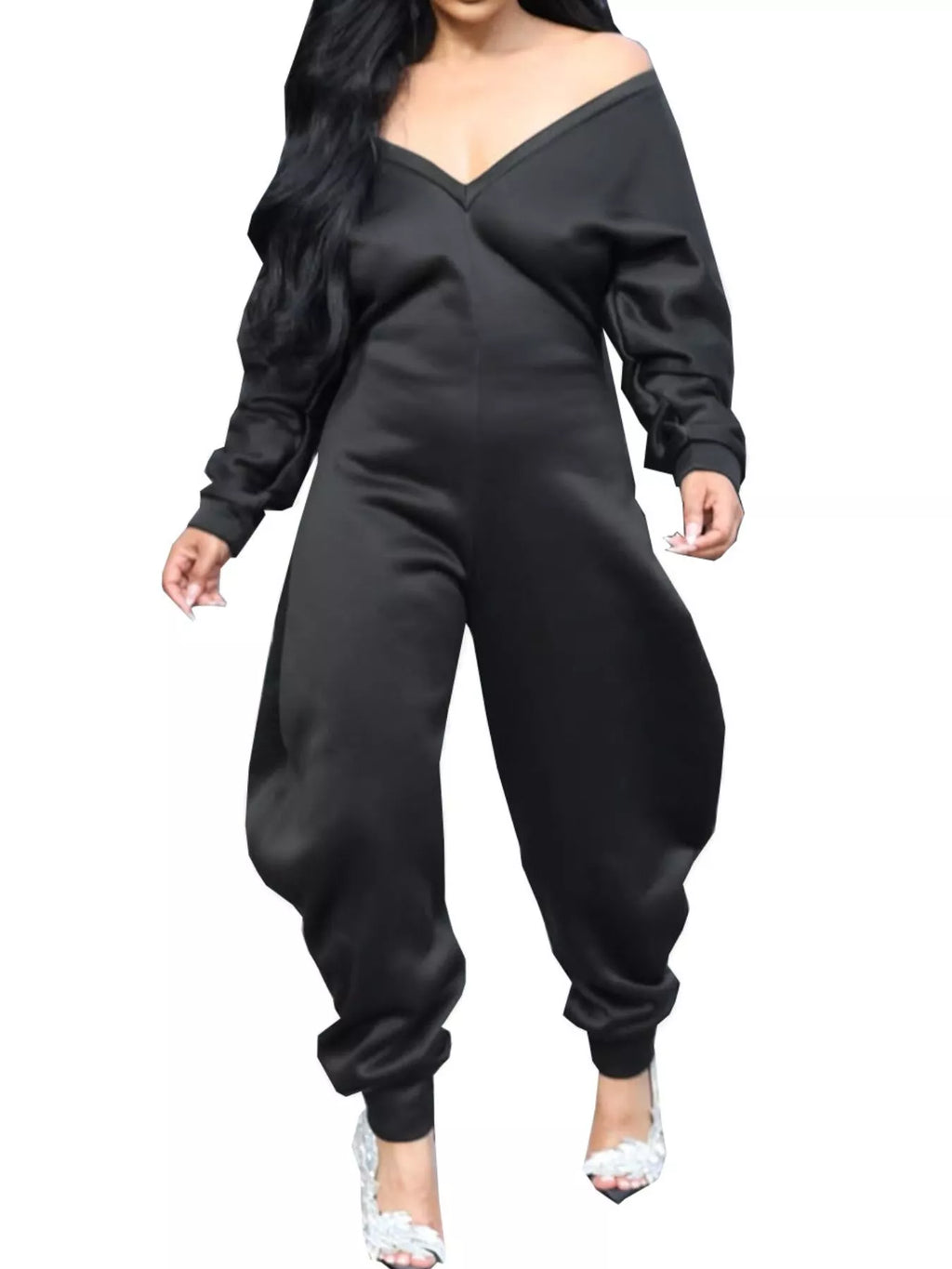Off-shoulder Long Sleeve Casual Jumpsuit (8)