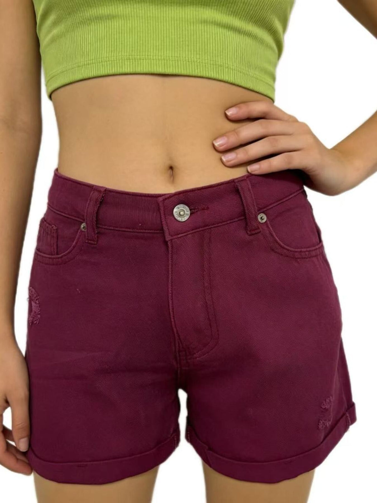 Ripped High-waisted Denim Shorts (9)