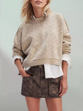 Ribbed Trim Dropped Shoulder Sweater