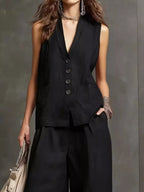 Full Size Sleeveless Vest Wide-leg Pants Set Plus (8)