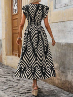 Ruffled Cap Sleeve Midi Dress (4)