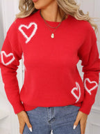 Valentine's Day Heart Print Crew Neck Sweater (2)