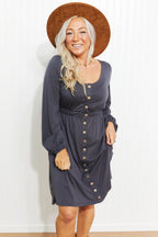 Scoop Neck Empire Waist Long Sleeve Mini Dress (6)