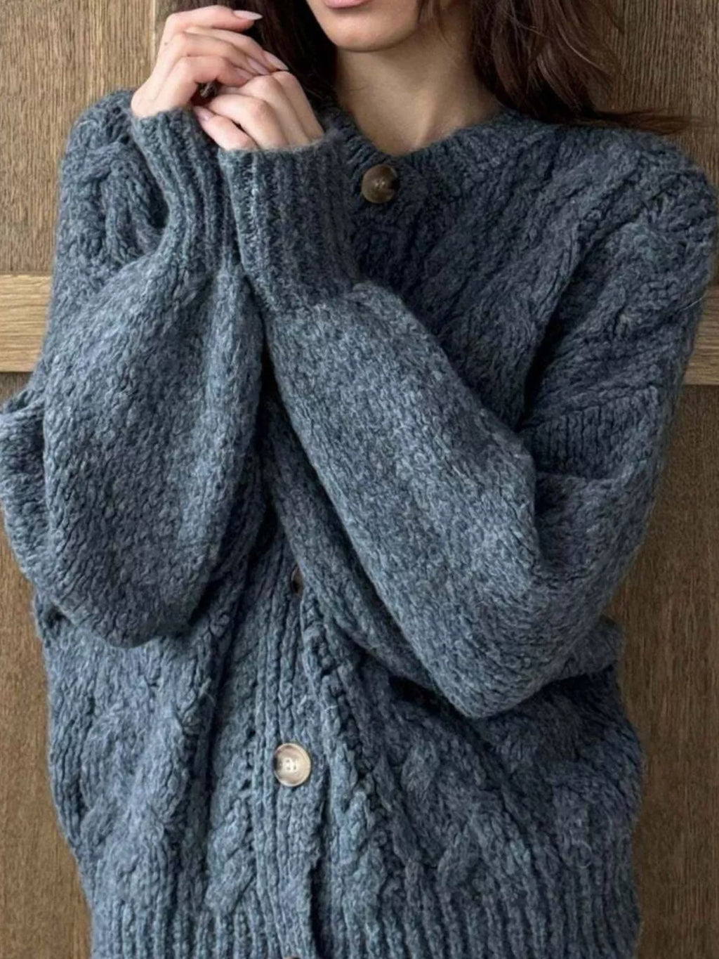 Cable Knit Button-down Cardigan (19)