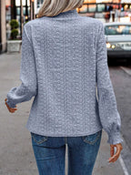 Texture Mock Neck Long Sleeve Blouse (14)
