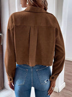 Cropped Corduroy Button-down Jacket (4)
