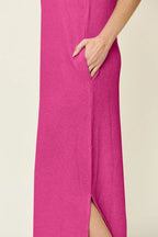 Full Size Texture Mock Neck Sleeveless Maxi Dress (4)