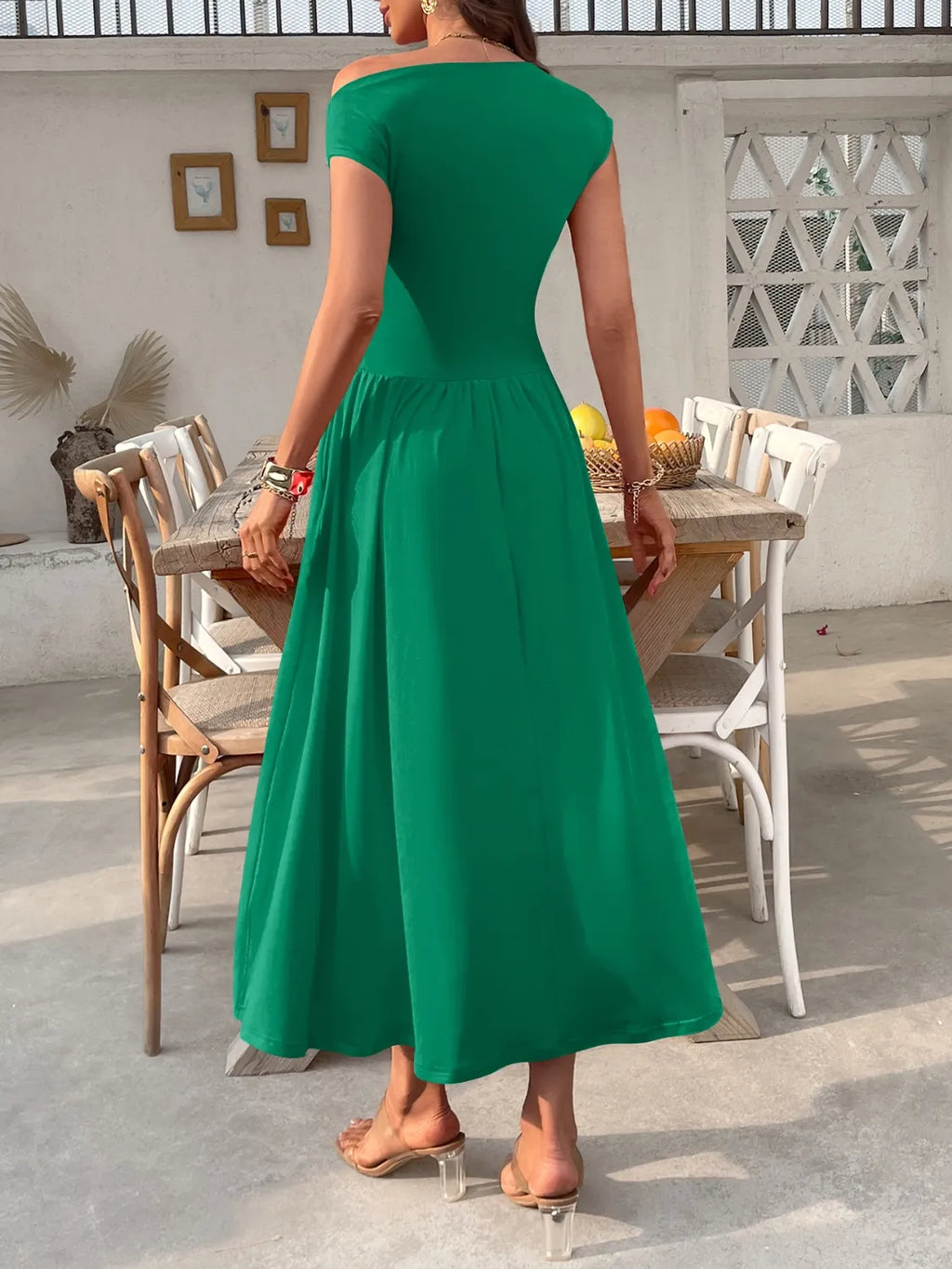 Single Shoulder Midi Dress Pockets (25)