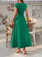 Single Shoulder Midi Dress Pockets (25)