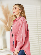Distressed Raw Hem Denim Jacket (3)