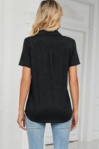 Johnny Collar Short Sleeve Blouse (20)