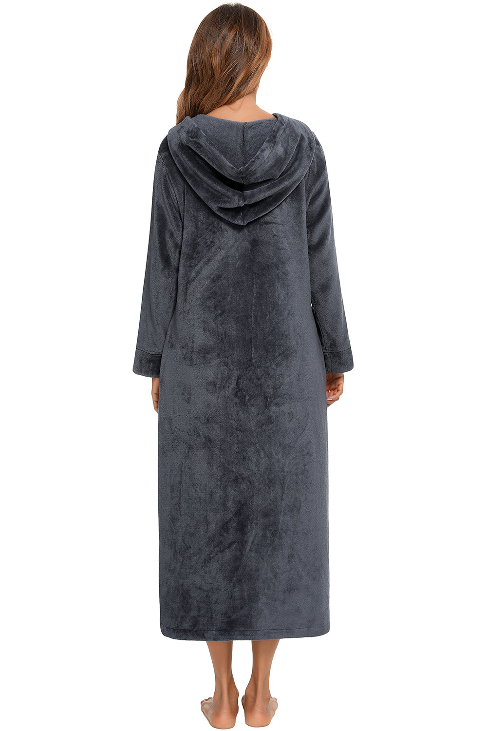 Zip Front Hooded Night Dress Pockets (6)