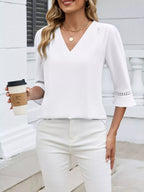 V-neck 3/4 Sleeve Blouse (21)