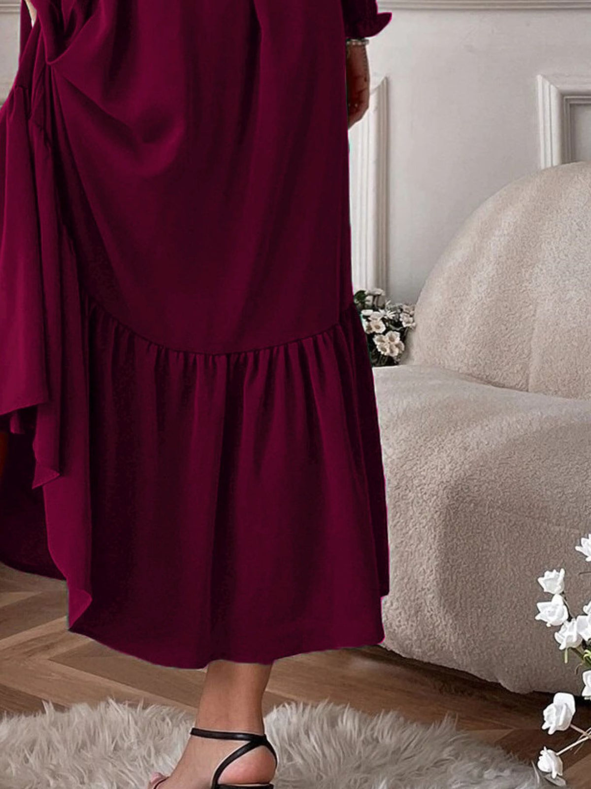 Smocked Long Sleeve Midi Dress (16)
