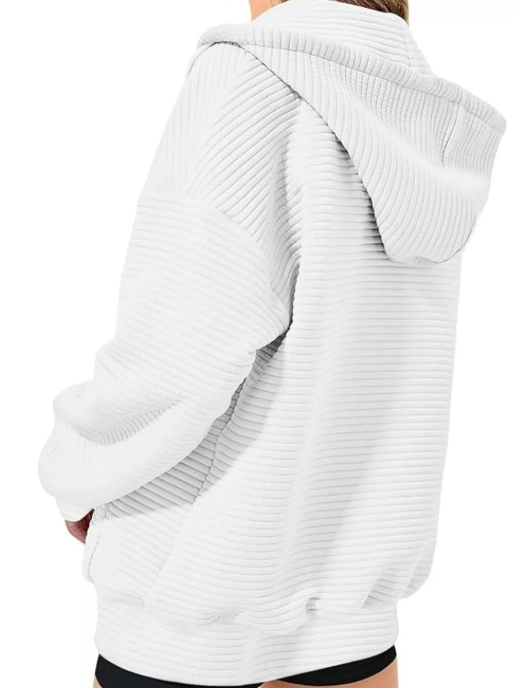 Drawstring Zip Up Dropped Shoulder Hoodie (14)
