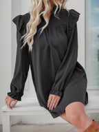Ruffled Notched Flounce Sleeve Dress (4)