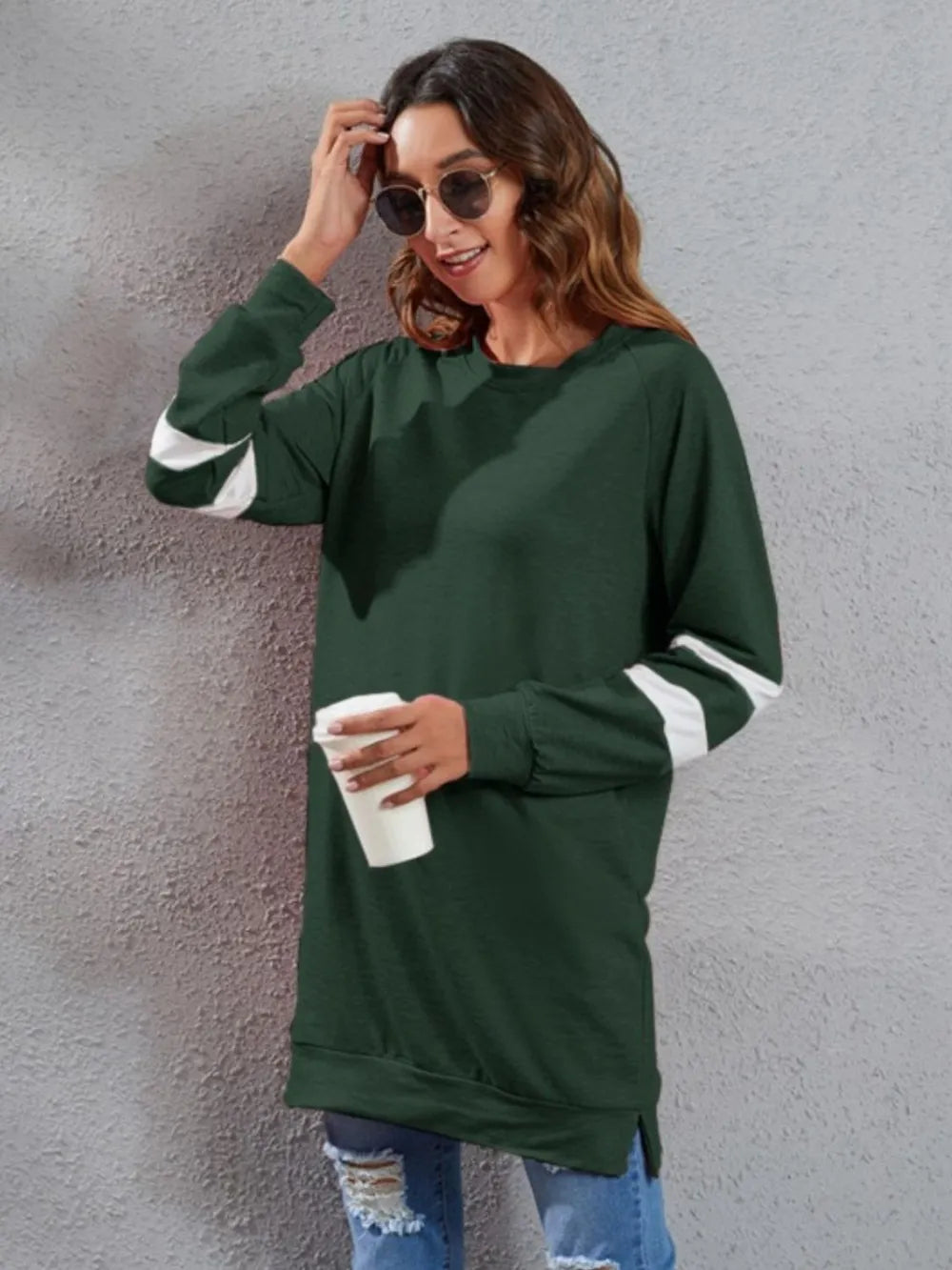 Full Size Striped Round Neck Long Sleeve T-shirt (6)